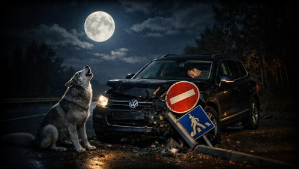 Пьяный пенсионер таранил столбы, думая, что его джип, это танк Leopard