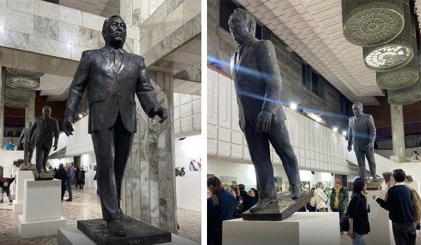 Инсталляцию о «падении» Назарбаева представили в Алматы (ВИДЕО)