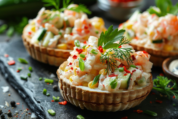 Секретный салат с крабовыми палочками к ужину